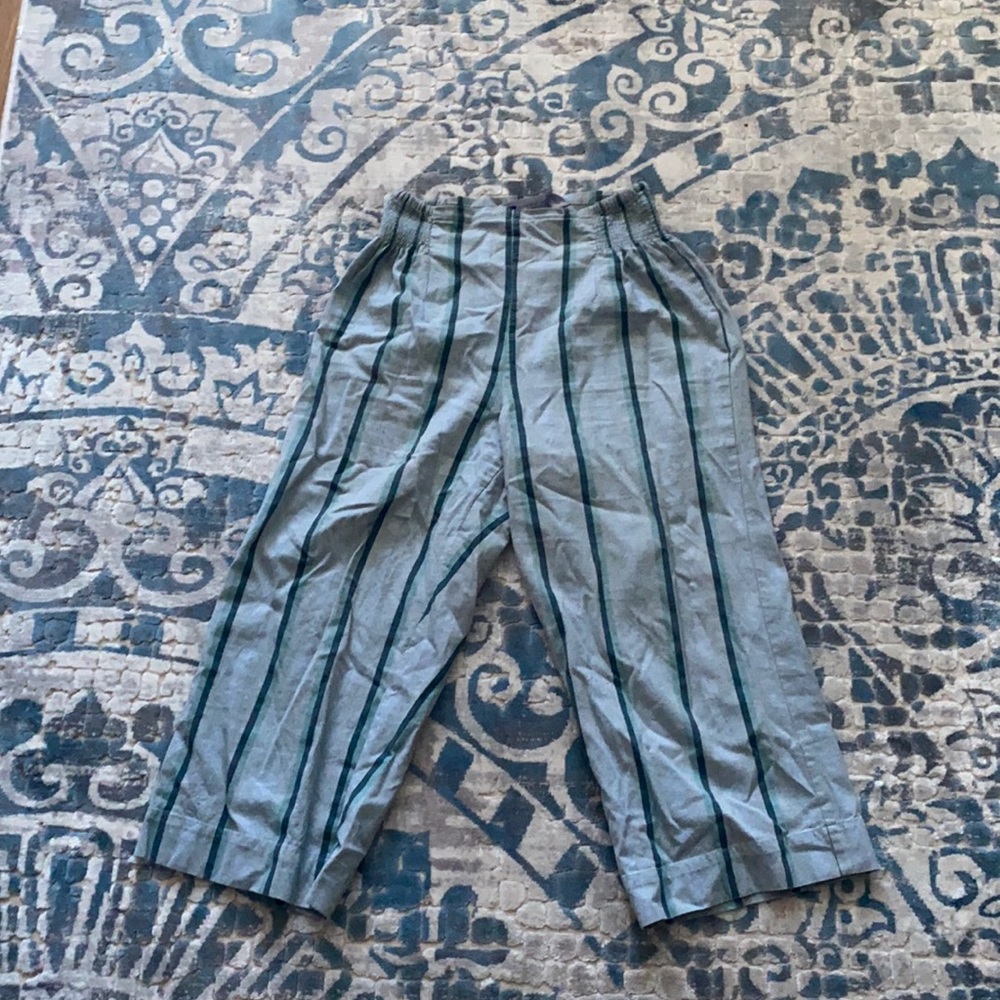 American Rhino blue striped flared capri pants